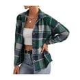 thumbnail image 1 of Seyurigaoka Women Juniors Shacket Casual Jacket Plaid Print Lapel Single-breasted Closure Coat, 1 of 6