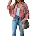 thumbnail image 1 of Seyurigaoka Women Juniors Solid Color Collared Jacket, Long Sleeve Open Front Coat, 1 of 2
