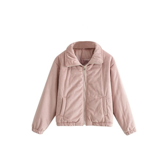 Seyurigaoka Women Juniors Thick Coat, Solid Color Turn-Down Collar Long Sleeve Jacket