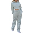thumbnail image 1 of Seyurigaoka Women Juniors Trousers Set Hooded Long Sleeve Sweater Drawstring Pants Suit, 1 of 6