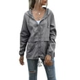 thumbnail image 1 of Seyurigaoka Women Juniors Water Resistant Hooded Jacket, Solid Color Drawstring Coat, 1 of 8