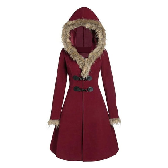 Seyurigaoka Women Juniors Winter Long Jacket, Long Sleeve Hooded Casual Winter Tops Outwear