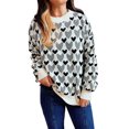thumbnail image 1 of Seyurigaoka Women Knitted Sweater Casual Flocked Fluffy Heart Loose Sweatshirt Long Sleeves Crew Neck Pullover Tops Streetwear, 1 of 9