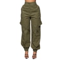 thumbnail image 1 of Seyurigaoka Women Loose Cargo Pants Casual Elastic Solid Color High Waist Basic Harem Trousers with Pockets for Streetwear, 1 of 9