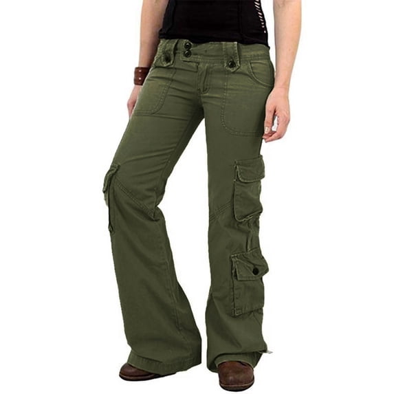 Seyurigaoka Women Loose Pants, Slimming Casual Party Street Spring Sports Long Wide-Leg Multi-Pockets Trousers