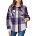 thumbnail image 1 of Seyurigaoka Women Parent-Kid Coat, Long Sleeve Lapel Plaid Velvet Shacket Party Buttons Cardigan, 1 of 5