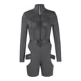 thumbnail image 1 of Seyurigaoka Women Romper Long Sleeve Lapel Neck Zipper Wrap Short Jumpsuit, 1 of 9
