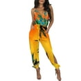 thumbnail image 1 of Seyurigaoka Women Sexy Jumpsuit Printed Pattern Deep V-neck Sleeveless Overalls, 1 of 3