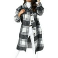 thumbnail image 1 of Seyurigaoka Women Shacket Single Breasted Coat, Long Sleeve Lapel Plaid Outerwear with Pockets, 1 of 5