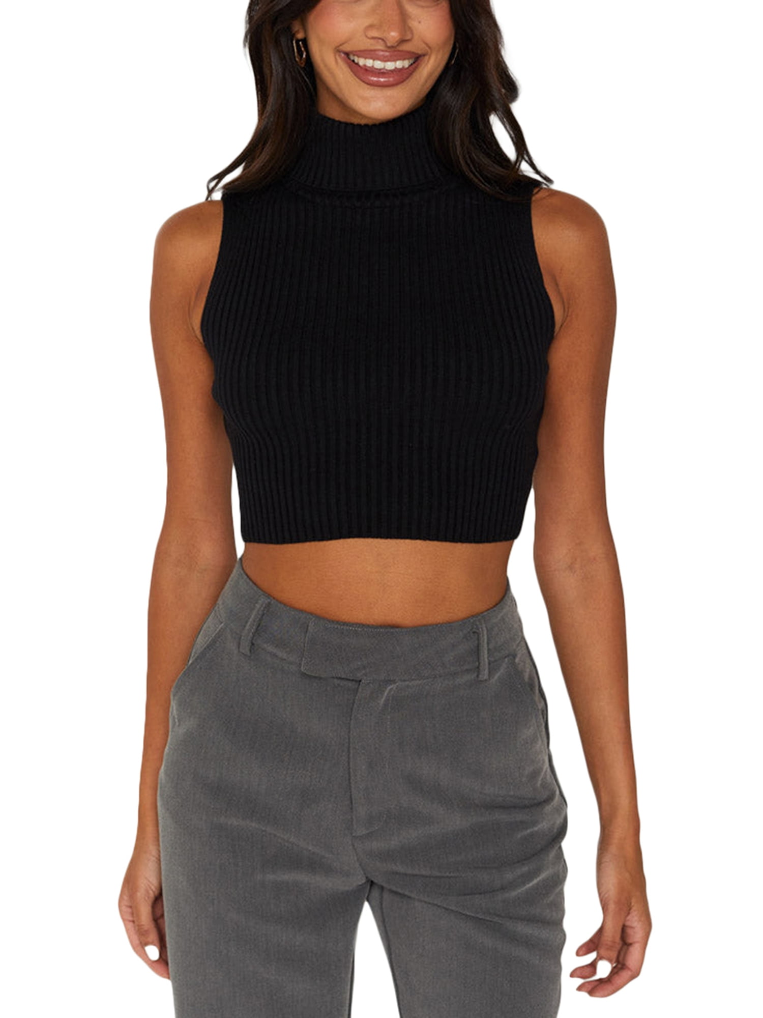 HOT Crop Top Cropped Black Turtleneck Jumper Crop Top Turtle
