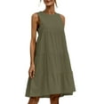 thumbnail image 1 of Seyurigaoka Women Solid Color Dress, Street Style Round Neck Sleeveless Back Button One-Piece Dress, 1 of 2