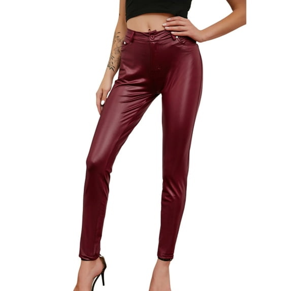 Seyurigaoka Women Solid Color Leggings High Waist Close-fitting Trousers