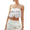 thumbnail image 1 of Seyurigaoka Women Spaghetti Strap Bodycon Camisole, Solid Color Backless Cropped Peplum Tops, S/M/L, 1 of 6