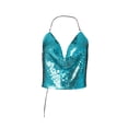 thumbnail image 1 of Seyurigaoka Women Sparkle Sequin Spaghetti Strap Crop Tops Rhinestone Shining Camisole Vest Nightclub Party Glitter Tank Tops Clubwear, 1 of 3