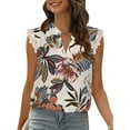thumbnail image 1 of Seyurigaoka Women Summer Casual Tank Tops, Sleeveless Vest Plain/Flower/Leaves V-Neck Lace Loose Shirts, 1 of 5
