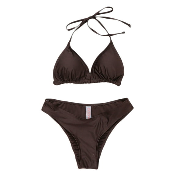 Seyurigaoka Women Summer Sexy Bikini Set, Neck Hanger Low Cut Bra French Style High Waist Panties/ Short Sleeve Cardigan