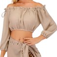 thumbnail image 1 of Seyurigaoka Women Summer Tops Off Shoulder Long Puff Sleeve Bikini Cover Blouse, 1 of 6