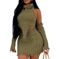thumbnail image 1 of Seyurigaoka Women's Autumn Winter Outfit Sets Sleeveless High Neck Knit Vest + Solid Color Skirts + Arm Sleeves, 1 of 9