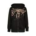 thumbnail image 1 of Seyurigaoka Women’s Casual Zip Drawstring Hoodies, Gothic Graphic Long Sleeve Sweatshirts, 1 of 9