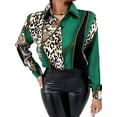 thumbnail image 1 of Seyurigaoka Women's Elegant Blouse Shirts Letter/Chain/Leopard/Floral Print Long Sleeve Lapel Button Down Tees Shirts for Spring Autumn, 1 of 7