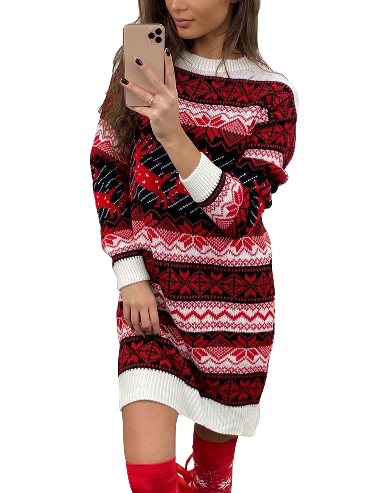 christmas sweater dress juniors No Boundaries Juniors' Sleeveless Christmas Sweater Dress, Size S (3-5)