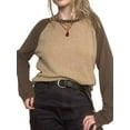 thumbnail image 1 of Seyurigaoka Women’s Juniors Contrast Color Round Neck Raglan Long Sleeve Loose T-shirt, 1 of 5