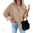 thumbnail image 1 of Seyurigaoka Women’s Juniors Solid Color Button Long Sleeve Corduroy Coat with Pockets, 1 of 3