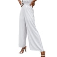 thumbnail image 1 of Seyurigaoka Women's Plus Sized Elastic High Waist Pants Casual Linen Boho Summer Beach Palazzo Wide Leg Loose Trousers, 1 of 6