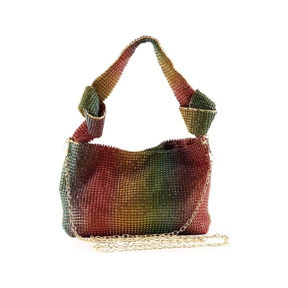Seyurigaoka Women's Shiny Rhinestone Decoration Bag, Solid Color/Colorful High Capacity Glitter Evening Party Handbag