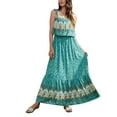 thumbnail image 1 of Seyurigaoka Women's Summer Boho Floral Print Tie Strap A Line Long Maxi Dress, Square Neck Elastic Waist One Piece Gown Skirt, 1 of 8