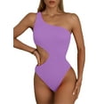 thumbnail image 1 of Seyurigaoka Women's Summer Sleeveless Monokini Beach Swimsuit, Solid Color Single Shoulder Hollow-Out Bathing Bodysuit, 1 of 8