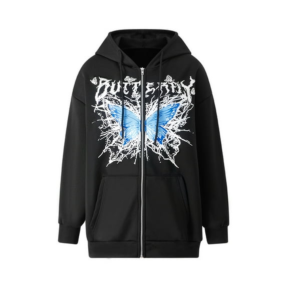 Seyurigaoka Womens Oversized Zip Up Hoodie Spider Hooded Sweatshirt Halloween Skeleton Hoodies Coat Gothic Harajuku Streetwea