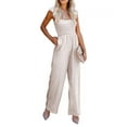 thumbnail image 1 of Seyurigaoka Womens Summer Ruffle Spaghetti Straps Overalls High Waisted Long Wide Leg Jumpsuits Rompers, 1 of 5
