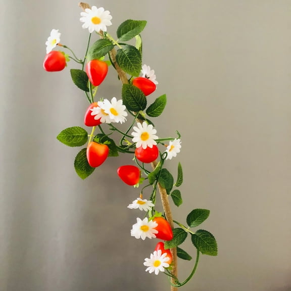 Sezrgiu Artificial Strawberry White Vine for Home Garden