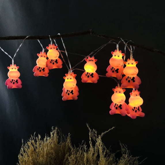 Sezrgiu Pink Cow Night Light Battery Operated LED Indoor Decor Girls Kids Room Decoration