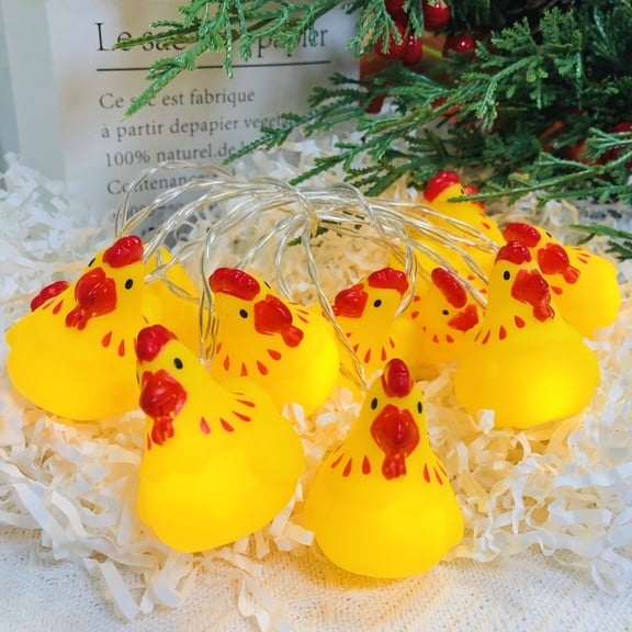 Sezrgiu Red Chick String Lights Battery Operated Warm LED Hen Indoor Christmas Tree Yard Red Decoration