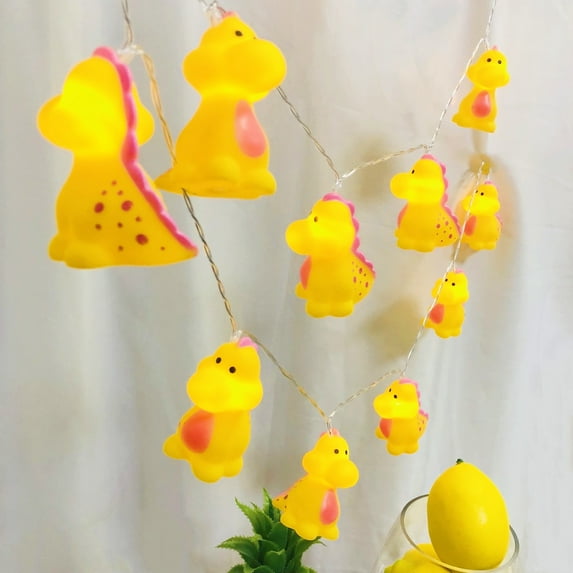 Sezrgiu Spine Dinosaur LED Night Light Battery Operated Indoor Boys Girls Bedroom Yellow Decor