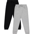 thumbnail image 1 of Sezzit 2-Pack Boys’ Fleece Joggers – Heavyweight Sweatpants with Pockets, Ribbed Cuffs, and Adjustable Drawstring – Soft Tag-Free Cotton Blend – Size 7 - Black, Light Heather Grey, 1 of 1