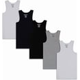 thumbnail image 1 of Sezzit 5 Pack Boys Ribbed Tank Tops, Tag-Free Soft Cotton Blend Undershirts for Boys, Five Breathable Sleeveless Shirts, 1 of 7