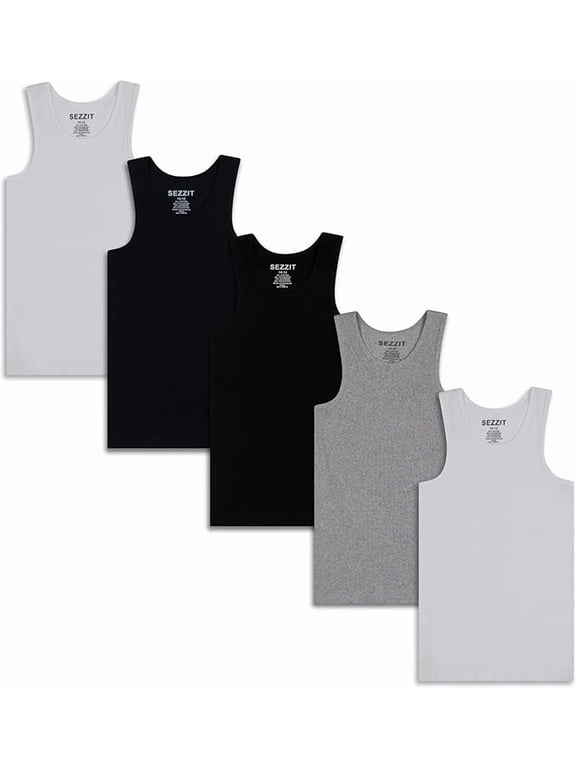 5 Pack Boys Ribbed Tank Tops, Tag-Free Soft Cotton Blend Undershirts for Boys, Five Breathable Sleeveless Shirts