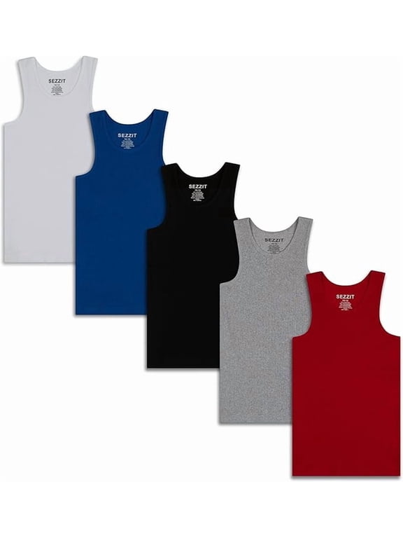 5 Pack Boys Ribbed Tank Tops, Tag-Free Soft Cotton Blend Undershirts for Boys, Five Breathable Sleeveless Shirts