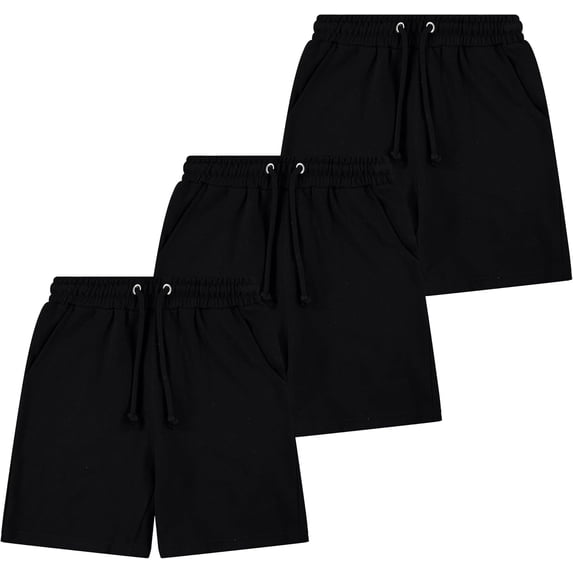 Sezzit Boys’ 3-Pack French Terry Cotton Shorts – Activewear Shorts with Drawstring Waist & Pockets