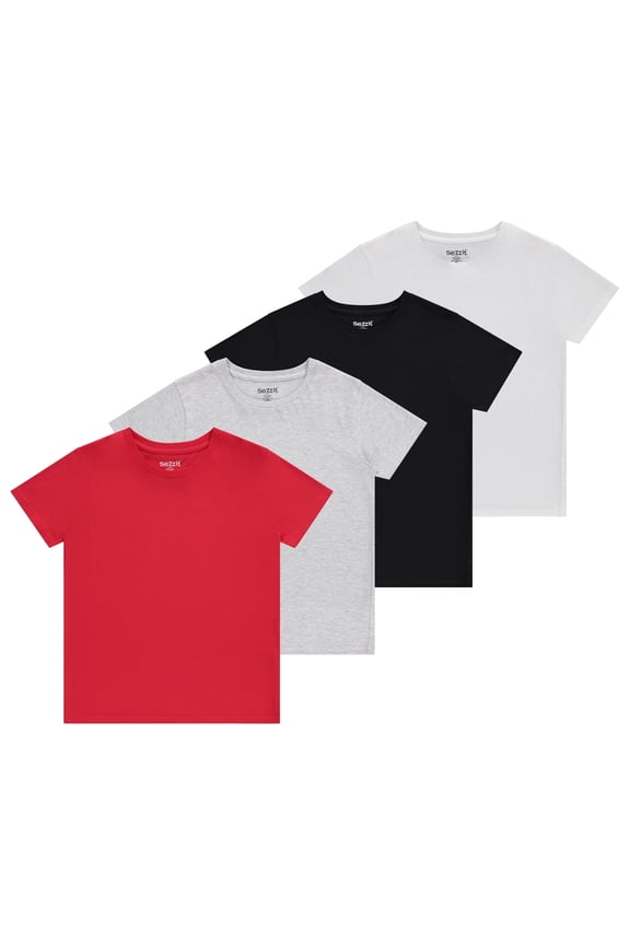 Boys 4-Pack Solid Color T-Shirts - Sizes 4-18 Tee Shirts - Essential Staples for Active Boy
