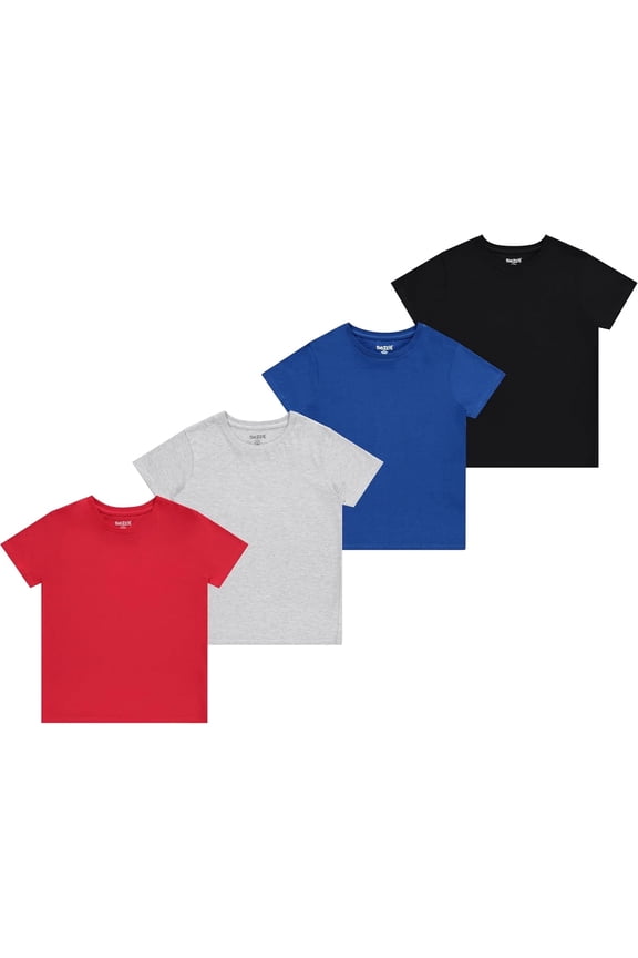 Boys 4-Pack Solid Color T-Shirts - Sizes 4-18 Tee Shirts - Essential Staples for Active Boy