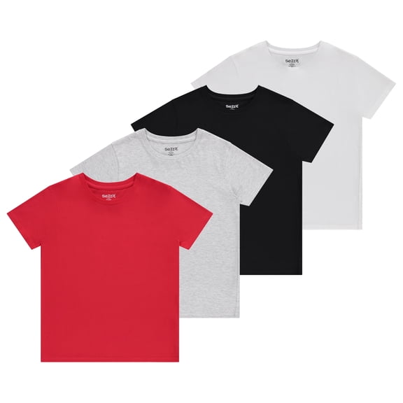 Sezzit Boys 4-Pack Solid Color T-Shirts - Sizes 4-18 Tee Shirts - Essential Staples for Active Boy