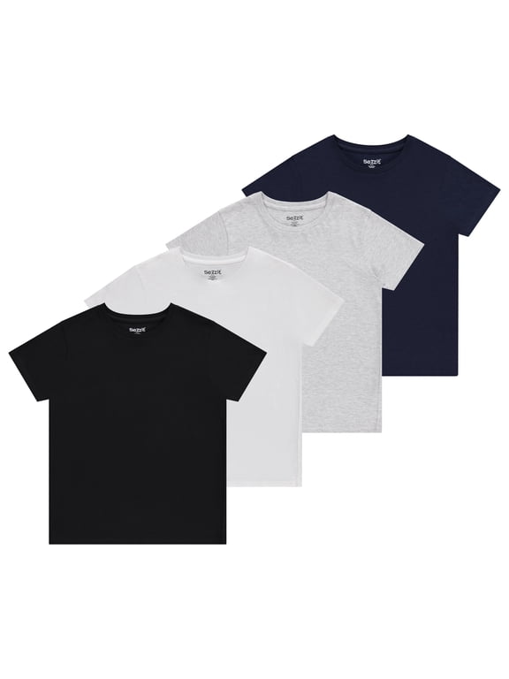 Boys 4-Pack Solid Color T-Shirts - Sizes 4-18 Tee Shirts - Essential Wardrobe Staples for Active Boy
