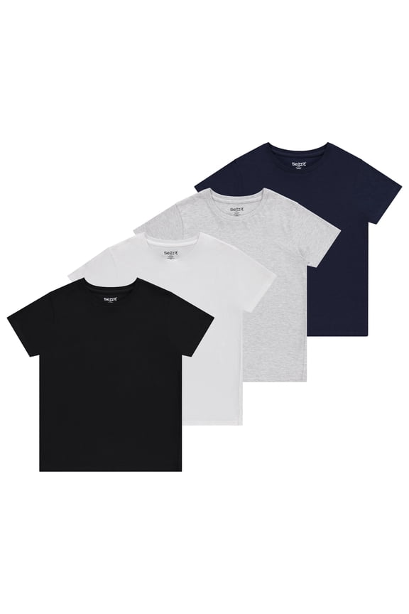 Boys 4-Pack Solid Color T-Shirts - Sizes 4-18 Tee Shirts - Essential Wardrobe Staples for Active Boy