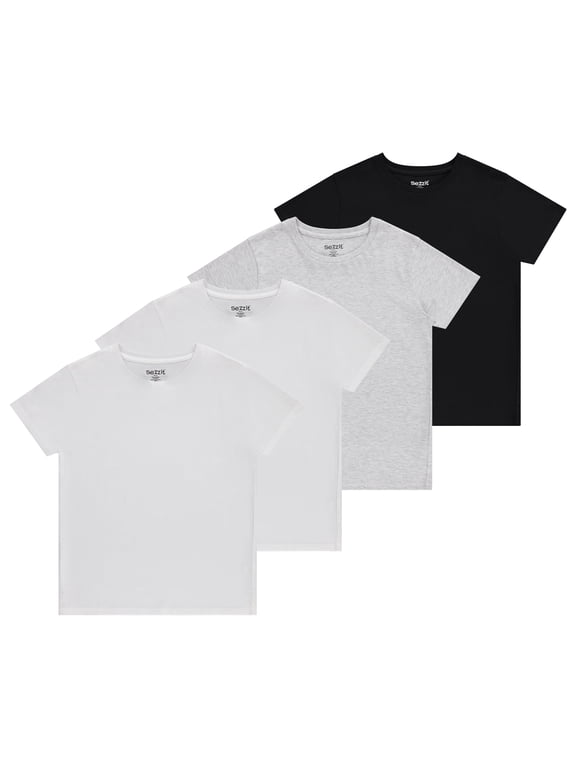 Boys 4-Pack Solid Color T-Shirts - Sizes 4-18 Tee Shirts - Essential Wardrobe Staples for Active Boy