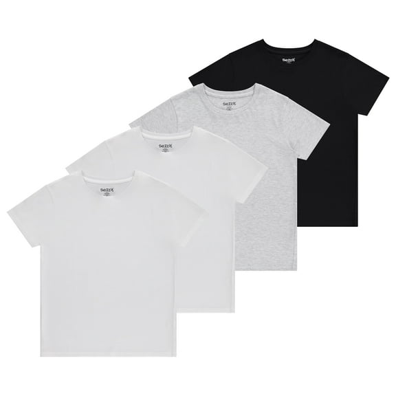 Sezzit Boys 4-Pack Solid Color T-Shirts - Sizes 4-18 Tee Shirts - Essential Staples for Active Boy