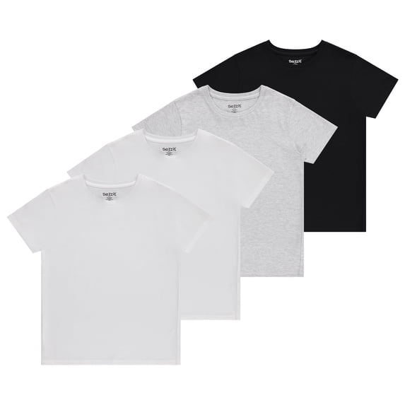 Sezzit Boys 4-Pack Solid Color T-Shirts - Sizes 4-18 Tee Shirts - Essential Wardrobe Staples for Active Boy
